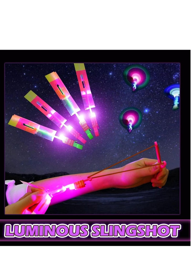 8PCS LED Helicopter Catapult Flying Toys | Party Return Gifts for Kids | Outdoor Camping Party Favors | Fun Slingshot Rocket Helicopter Toy for Boys & Girls - Image 2