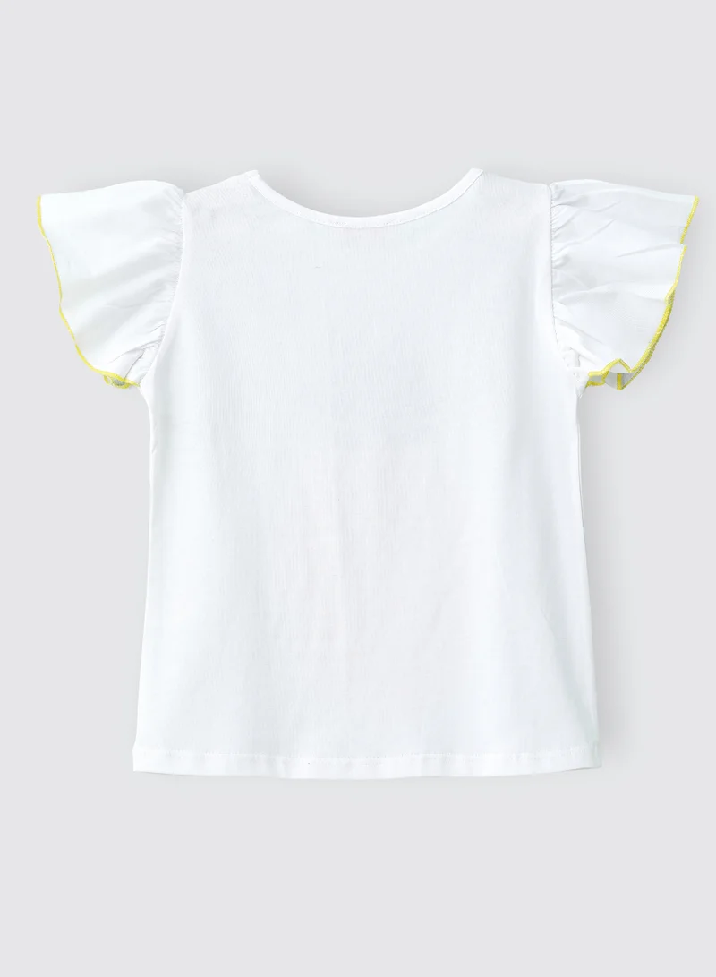 جيلين Crisp White Pineapple Cotton Tee for Girls