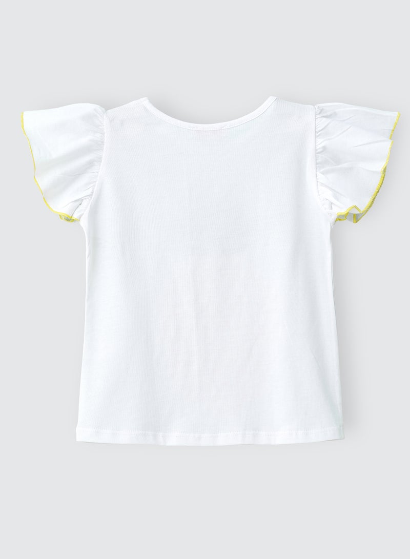 جيلين تيشيرت قطن أبيض أناناس للبنات - Image 2