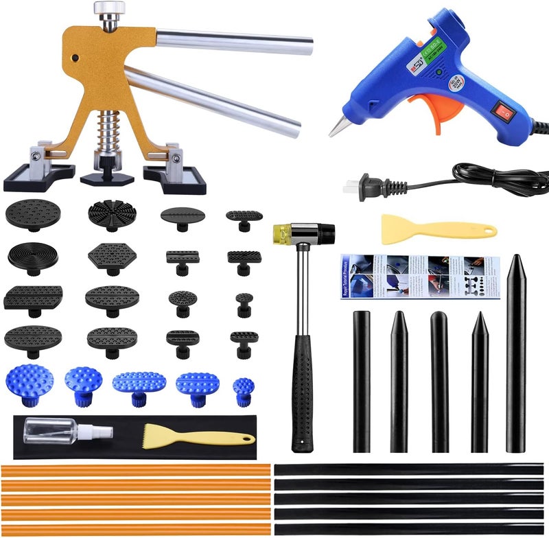 GLISTON Auto Dent Puller Kit - Adjustable Golden Dent Remover Tools Paintless Dent Repair Kit Dent Lifter Puller for Car Large & Small Ding Hail Dent Removal - Image 1