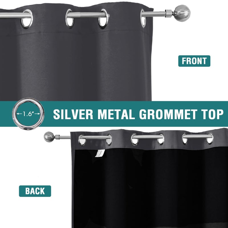 ChrisDowa 100% Blackout Curtains for Bedroom with Black Liner  2 Thick Layers Total Blackout Thermal Insulated Grommet Small Window Curtains 54 Inch Long 2 Panels Set (Dark Grey  52 x 54 Inch) - Image 3