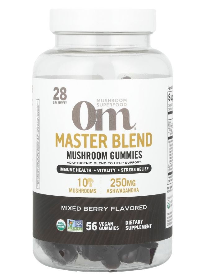 Om Mushrooms Master Blend Mushroom Gummies Mixed Berry 56 Vegan Gummies
