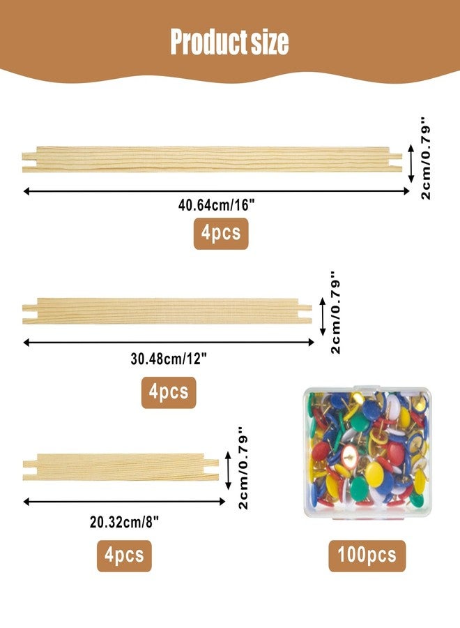 wdbg 6 Sets Stretcher Bars for Needlework with 100 Pins, 3 Sizes Wooden Canvas Splicing Stretcher Bars Needlepoint Embroidery Stitch Frame Set for Crafts Art Supplies - Image 2
