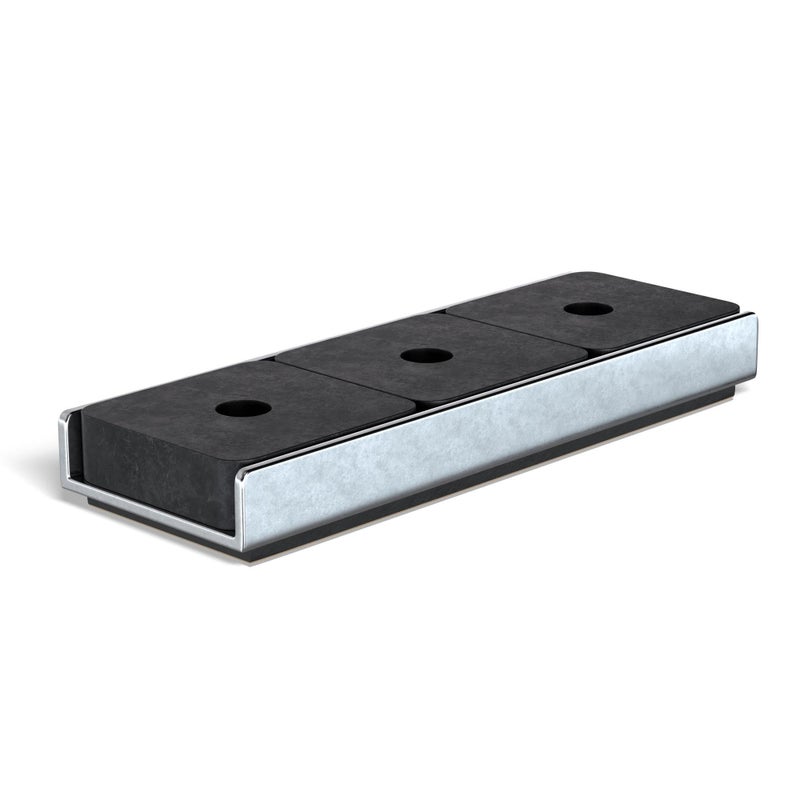 Master Magnetics Ceramic Channel Magnet Pack - Heavy-Duty Strong Magnets - 22 lb Pull Each - Double-Sided Adhesive Foam Backing - Nickel-Plated Base - 3â€ L x 0.905â€ W x 0.25â€ H - 8-Pack - Image 1