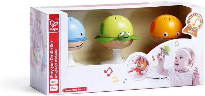 Hape Stay-Put Rattles 3-Piece Baby Toy Set with Suction Cups, Bright, Colorful Sea Animal Toys Whale, Turtle, Octopus Suction Toys, Sensory & Motor Skills, Infant Toys, Highchair Toys, Mealtime Toys - Image 1