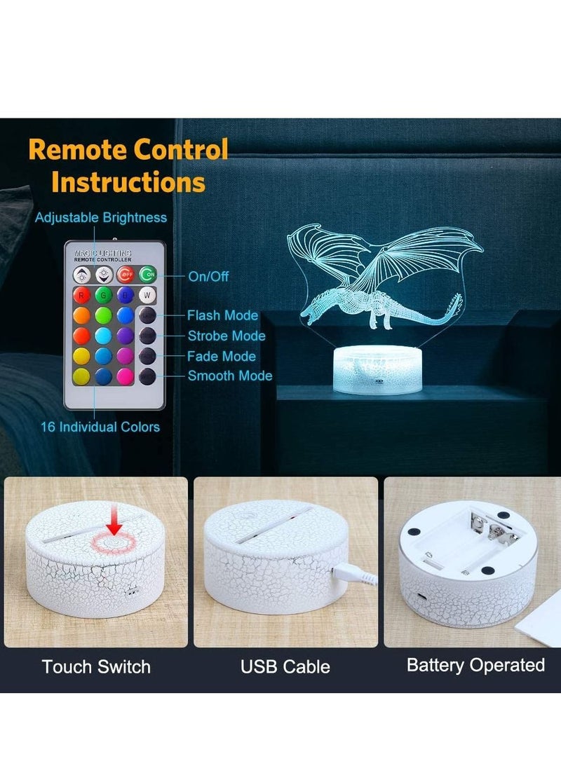 althiqahkey - Multicolour Dragon Nightlight with Remote & Touch Control 16 Colors & 4 Flashing Modes and Brightness Adjusted USB & Batteries Powered Satisfying Present for Children - Image 1