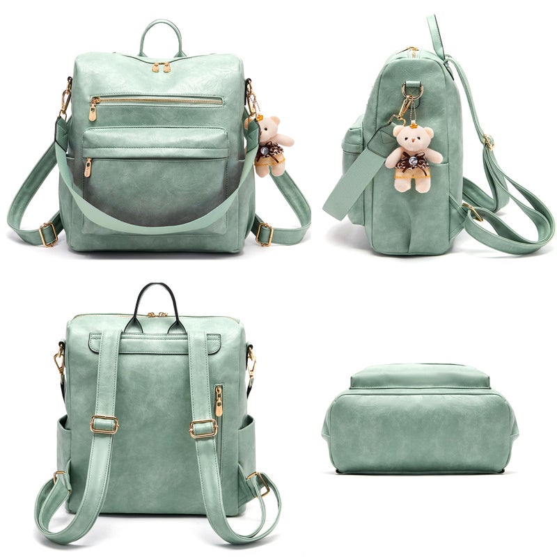 Soperwillton Women Backpack Purse Multipurpose Design Handbags Shoulder Bag PU Leather Travel bag Backpack Set 2pcs - Image 2