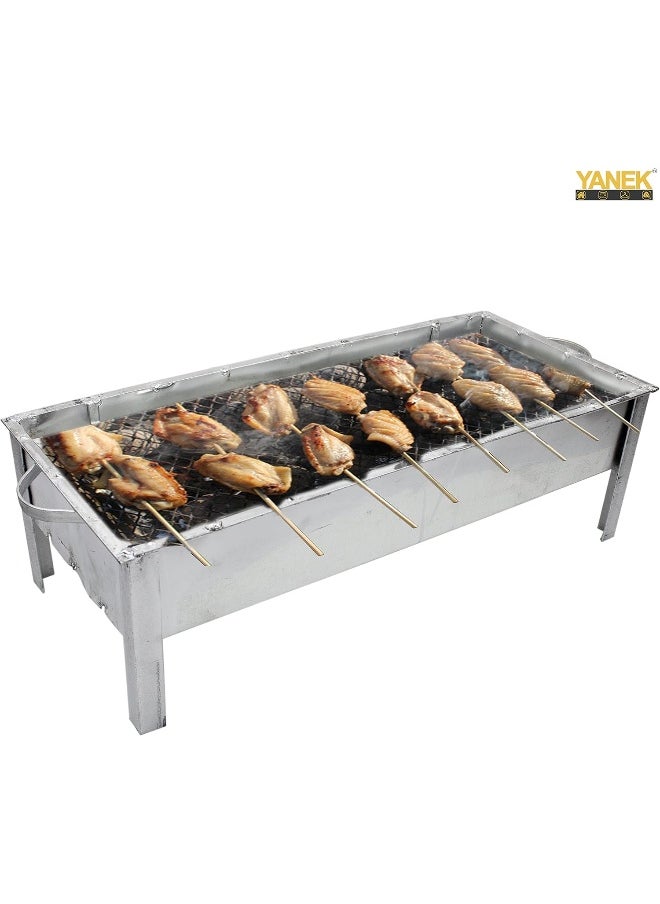 YANEK - YANEK BBQ Grill | BBQ Galva Silver | Portable | Stainless Steel | For Camping, Barbecue, Picnic and Outdoor Activities (Large) - Image 1