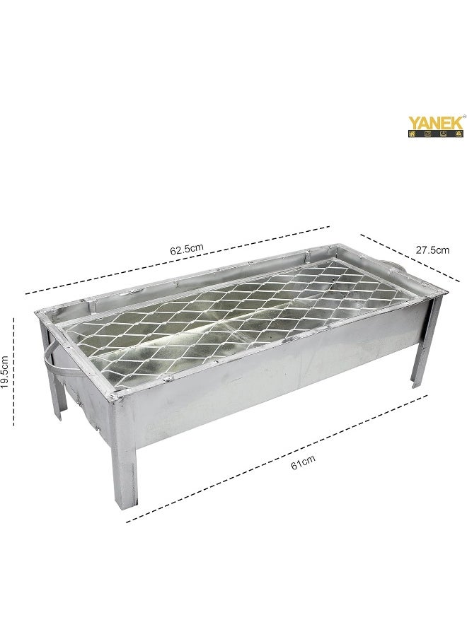 YANEK - YANEK BBQ Grill | BBQ Galva Silver | Portable | Stainless Steel | For Camping, Barbecue, Picnic and Outdoor Activities (Large) - Image 1