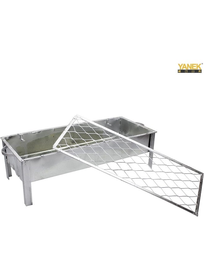 YANEK - YANEK BBQ Grill | BBQ Galva Silver | Portable | Stainless Steel | For Camping, Barbecue, Picnic and Outdoor Activities (Large) - Image 1