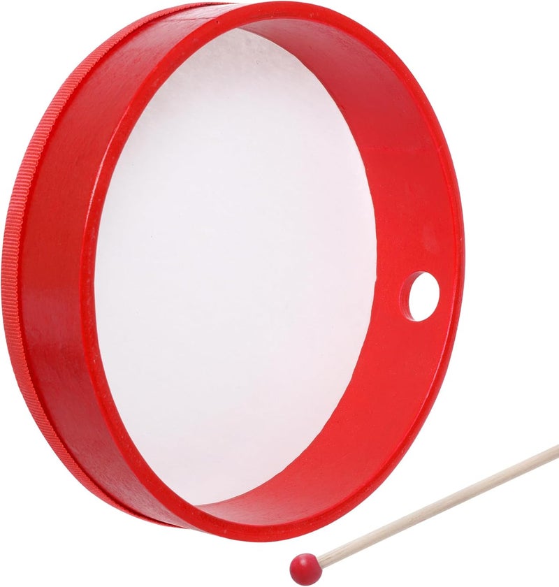Nydotd Professional 10 Inch & 8 Inch Hand Drum Set with Wooden Beaters - Solid Poplar Frame, Synthetic Drumhead for Percussion, Performance, Rhythm Practice (Red) - Image 3