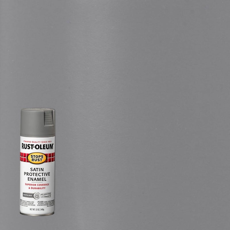 Rust-Oleum 312819-6PK Stops Rust Spray Paint, 12 oz, Satin Coastal Gray, 6 Pack - Image 2