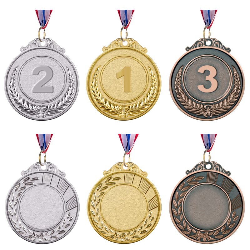 IHPUKIDI 12 Pieces Gold Silver Bronze Award Medals, Olympic Style Winner Medals Gold Silver Bronze Prizes for Sports, Competitions, Halloween Party Favors, 2 Inches - Image 2
