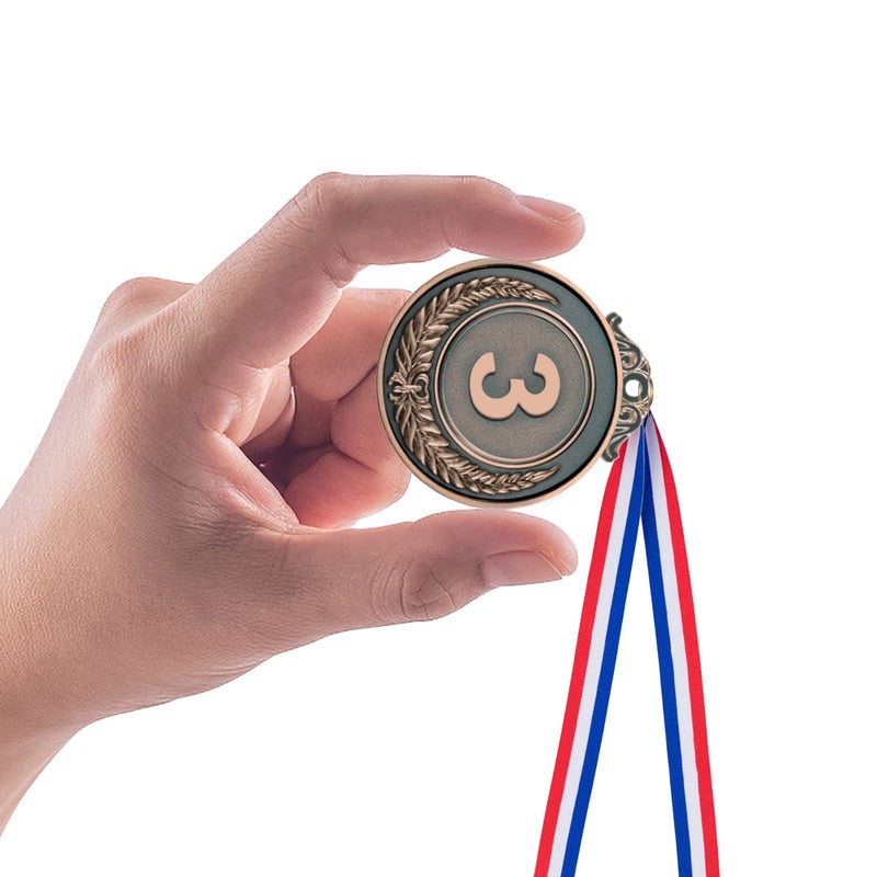 IHPUKIDI 12 Pieces Gold Silver Bronze Award Medals, Olympic Style Winner Medals Gold Silver Bronze Prizes for Sports, Competitions, Halloween Party Favors, 2 Inches - Image 5