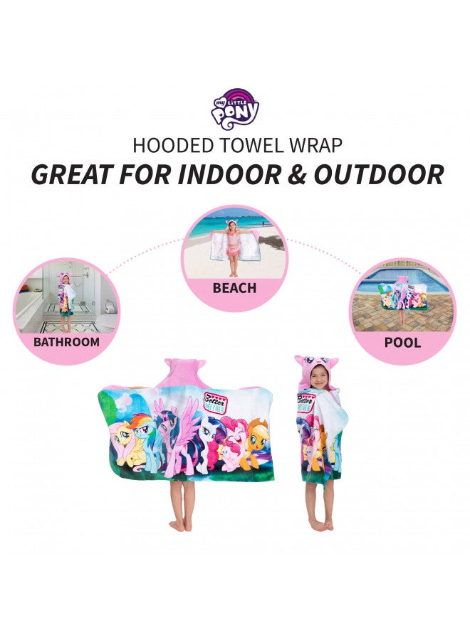 Franco My Little Pony Bath/Pool/Beach Soft Cotton Terry Hooded Towel Wrap, 24 in x 50 in, By Franco Kids