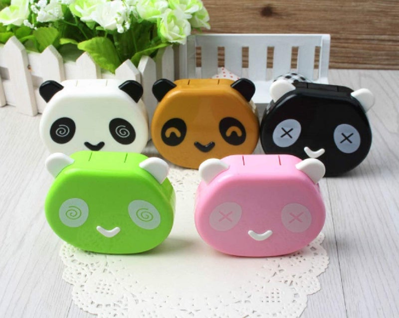 DMtse Cute Panda Simple Contact Lens Travel Case Container Kit Set with Mirror Bottle with Tweezers Container Holder - Image 3