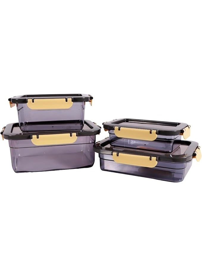 حاوية تخزين 4 قطع - رمل، 0.6 لتر/1 لتر/1.3 لتر/2.2 لتر، بلاستيك خالٍ من مادة BPA، صنع في تركيا (للمطبخ، المخزن، السكن الجامعي) - Image 1