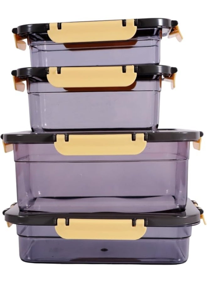 حاوية تخزين 4 قطع - رمل، 0.6 لتر/1 لتر/1.3 لتر/2.2 لتر، بلاستيك خالٍ من مادة BPA، صنع في تركيا (للمطبخ، المخزن، السكن الجامعي) - Image 3