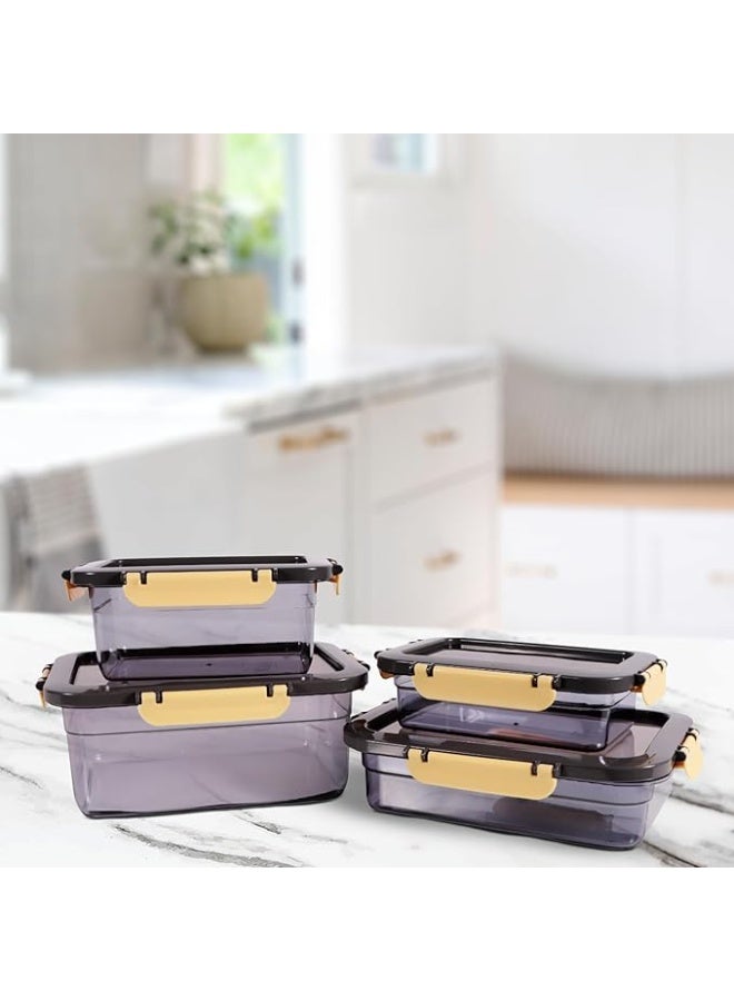 حاوية تخزين 4 قطع - رمل، 0.6 لتر/1 لتر/1.3 لتر/2.2 لتر، بلاستيك خالٍ من مادة BPA، صنع في تركيا (للمطبخ، المخزن، السكن الجامعي) - Image 2