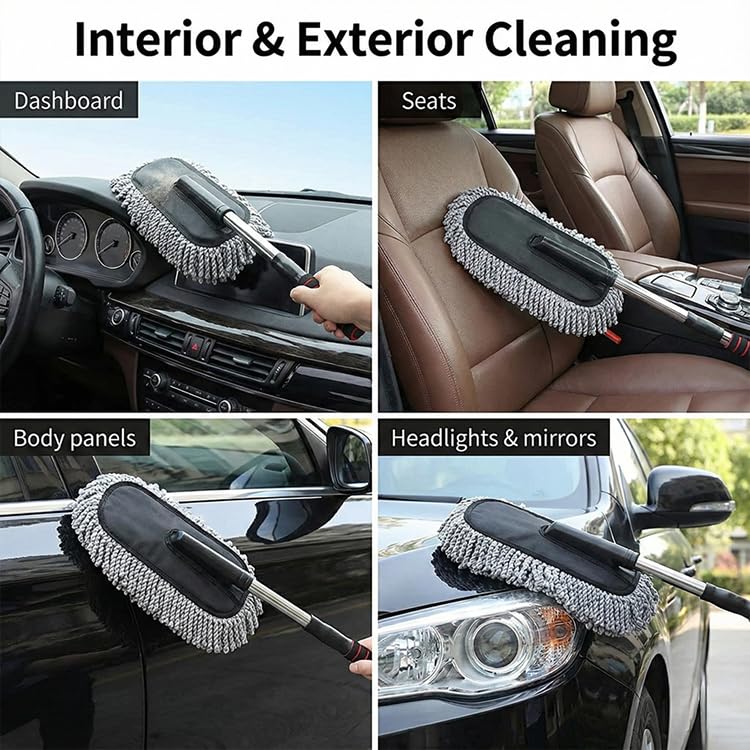 Oblivion Car Brush 1 Pc – Microfiber Long Retractable Flexible Cleaning Scratch-Free Head & Extendable Handle – Multipurpose Swivel Design Head for Dry & Wet Exterior & Interior Dust Remover Tool - Image 5