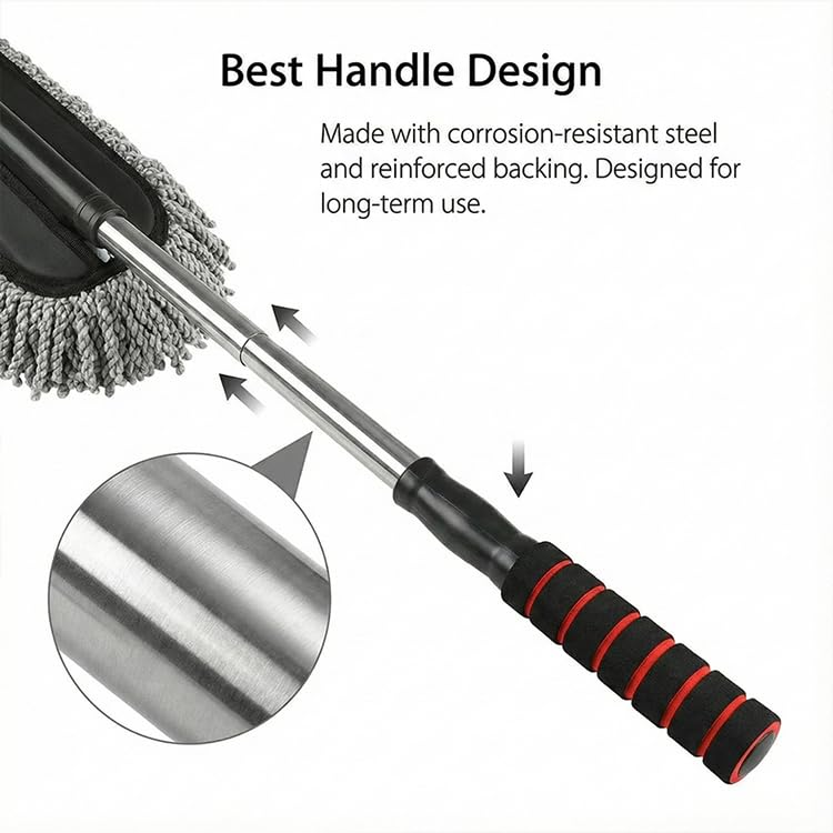Oblivion Car Brush 1 Pc – Microfiber Long Retractable Flexible Cleaning Scratch-Free Head & Extendable Handle – Multipurpose Swivel Design Head for Dry & Wet Exterior & Interior Dust Remover Tool - Image 4