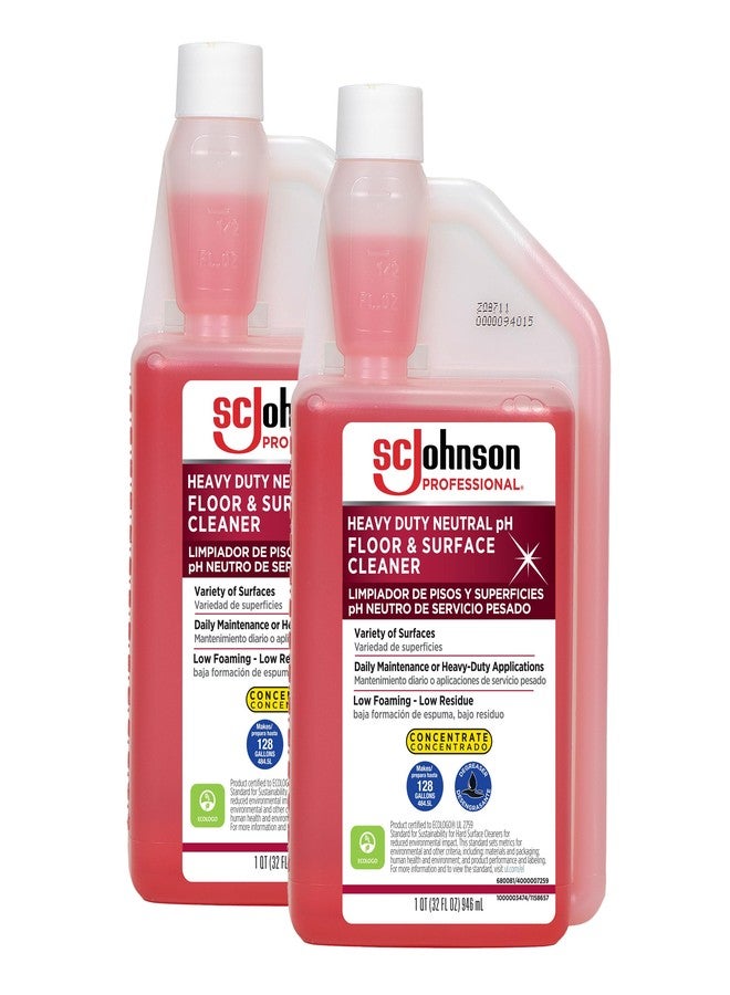 SC Johnson Professional Heavy Duty Neutral pH Floor and Surface Cleaner, Floor Cleaner Concentrate, 32 fl. oz. Bottle, Case of 2, for Professional Use Only - Image 1