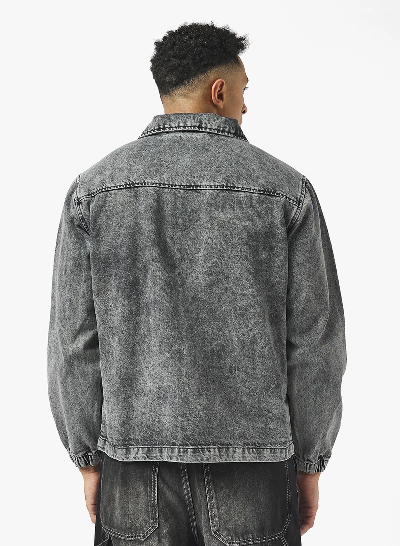 BRAVE SOUL Acid Wash Denim Jacket