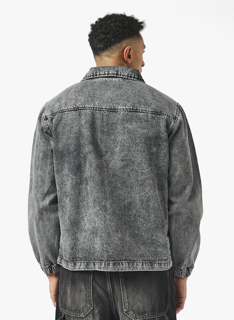 BRAVE SOUL Acid Wash Denim Jacket - Image 2