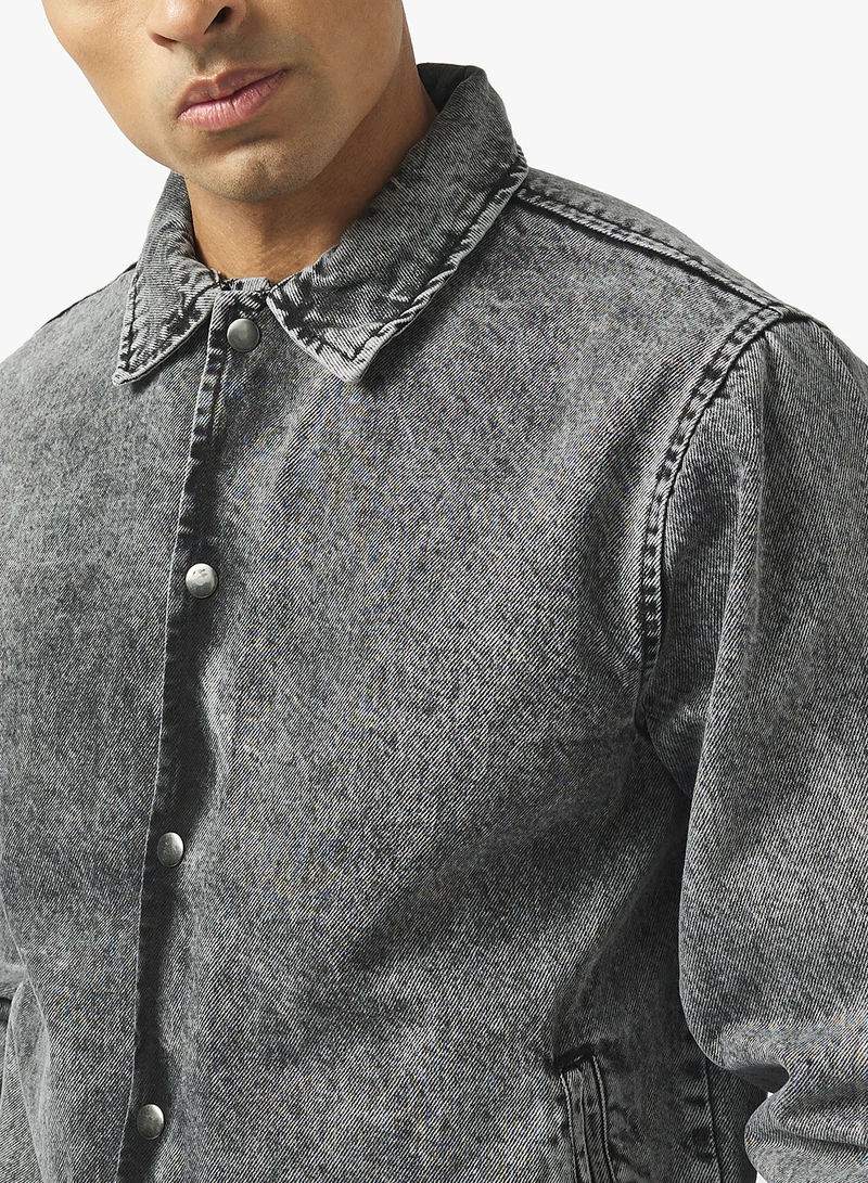 BRAVE SOUL Acid Wash Denim Jacket
