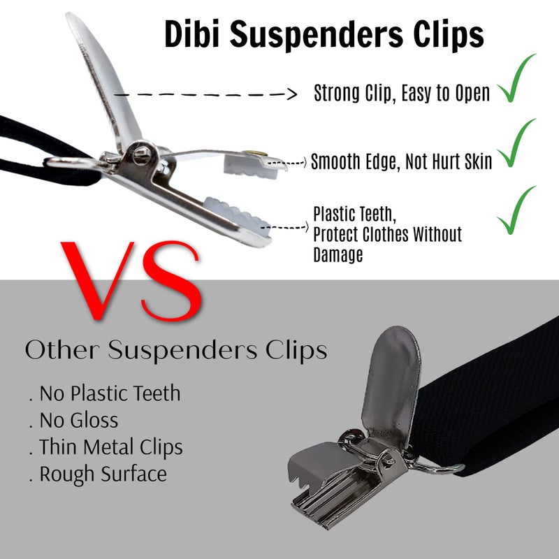 Dibi Black Suspenders for Men, Adjustable X Back 4 Strong Clips - Image 5