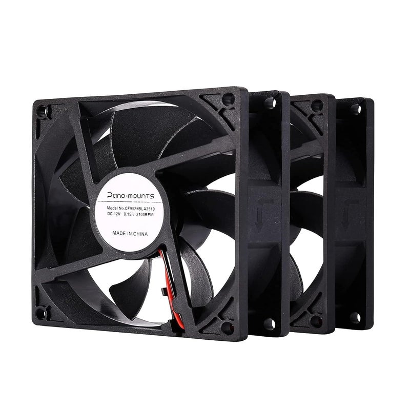 PANO-MOUNTS 2 Pack 90mm 92mm 12V DC Computer PC Fan 2 Wire 3pin Cooling Fan for Computer Case Cooler 2000RPM - Image 1