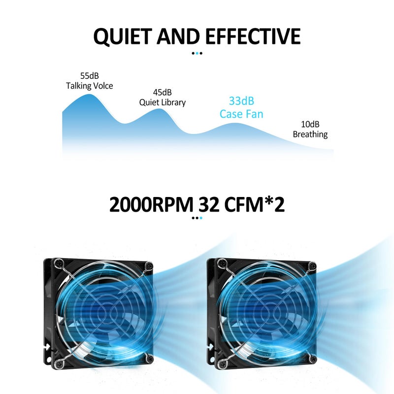 PANO-MOUNTS 2 Pack 90mm 92mm 12V DC Computer PC Fan 2 Wire 3pin Cooling Fan for Computer Case Cooler 2000RPM - Image 4