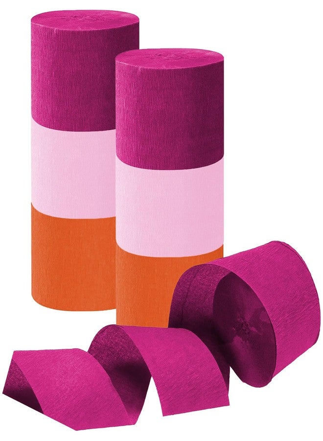 Tim&Lin Rose Red Pink and Orange Crepe Paper Streamers, Party Streamer Decorations for Various Party Festival Decorations, 6 Rolls - Image 1