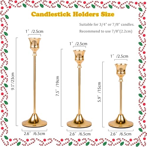 TEMOGU Candlestick Holders Brass Gold Metal Taper Candle Holders Set of 6 Vintage Decorative Centerpiece Candelabra Tall Candle Stands for Table Mantel Wedding Housewarming - Image 3