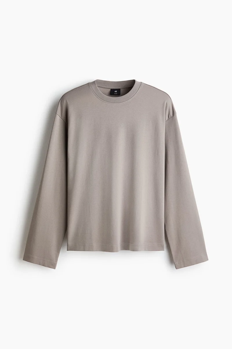 H&M  Relaxed Fit Long-sleeved cotton T-shirt for Men | Best Price UAE
