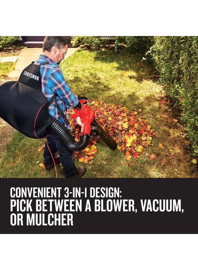 CRAFTSMAN 3-in-1 Leaf Blower, Leaf Vacuum and Mulcher, Up to 230 MPH, 12 Amp, Corded Electric (CMEBL700) - Image 4
