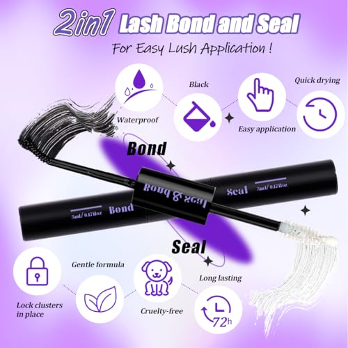 DNSGOOR DIY Lash Extension Kit 804Pcs D Curl Individual Lash Clusters Eyelashes Extension Set with Mirror Lash Storage Box Lash Bond&Seal Glue Remover Tweezers Lash Brush Applicator - Image 5