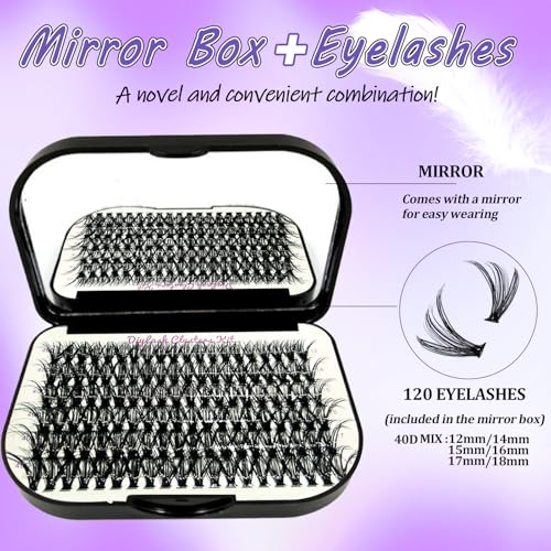 DNSGOOR DIY Lash Extension Kit 804Pcs D Curl Individual Lash Clusters Eyelashes Extension Set with Mirror Lash Storage Box Lash Bond&Seal Glue Remover Tweezers Lash Brush Applicator - Image 4