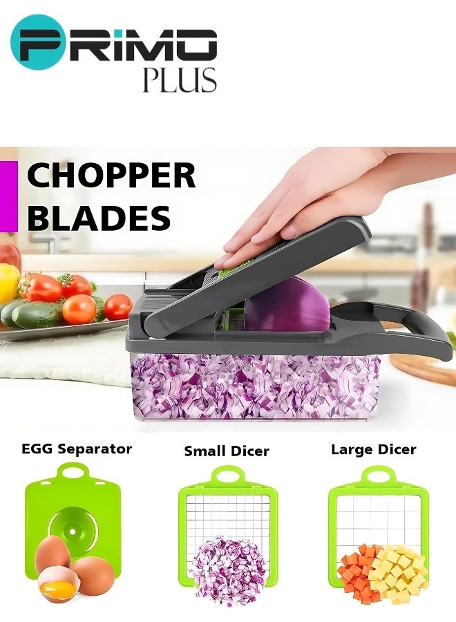 بريمو بلس 15 في 1 قطاعة الخضار متعددة الوظائف, محضرة طعام مع حاوية وسلة تصريف, قطاعة الفواكه والخضروات مع زر التنظيف الذاتي, مبشرة مطبخ, فاصل بياض البيض - Image 3