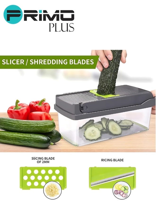 بريمو بلس 15 في 1 قطاعة الخضار متعددة الوظائف, محضرة طعام مع حاوية وسلة تصريف, قطاعة الفواكه والخضروات مع زر التنظيف الذاتي, مبشرة مطبخ, فاصل بياض البيض - Image 5