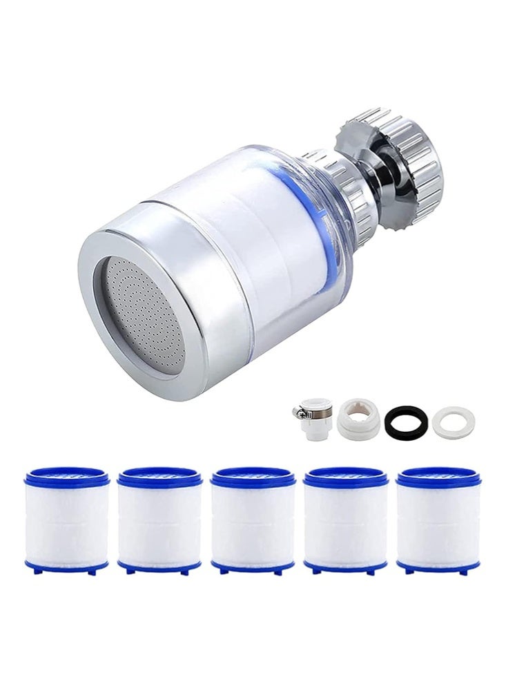 Monda Sink Filter Water Faucet,Universal 360°Rotating Bathroom Sink Filter with 5 Filter Element,Kitchen Faucet Water Filter Removes Chlorine Fluoride Heavy Metals Hard Water for Home Kitchen&Bathroom - Image 1