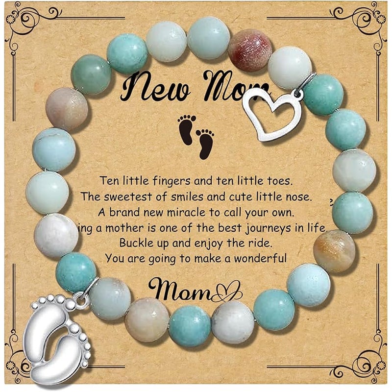 Vanleonet New Mom Bracelet Mothers Day Gifts for Mom Pregnancy Gifts For First Time Moms,Gender Reveal Gift Ideas, One Size, Stone, Amazonite - Image 1