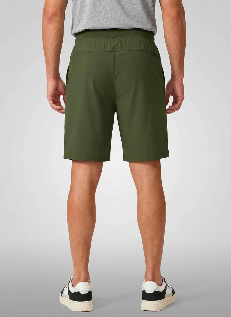 NOBERO Military Olive Nobero Oversized Shorts | Men’s Shorts | Relaxed Fit | Milano Ponte Knit | Knee-Length Mid-Rise Comfort | Elasticated Waistband | Available in 4 Colours for Men | Best Price UAE