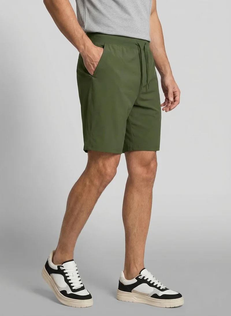 NOBERO Military Olive Nobero Oversized Shorts | Men’s Shorts | Relaxed Fit | Milano Ponte Knit | Knee-Length Mid-Rise Comfort | Elasticated Waistband | Available in 4 Colours for Men | Best Price UAE