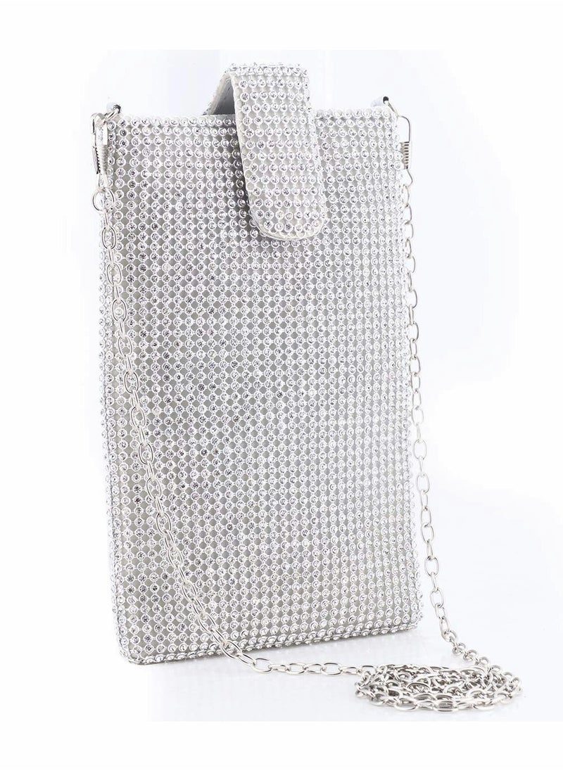 Excefore - Women Evening Handbag, Evening Clutch Purses for Women Metal Mesh Small Crossbody Bag Cell Phone Purse Wallet Bling Lady Purses Mesh Wallet - Image 1
