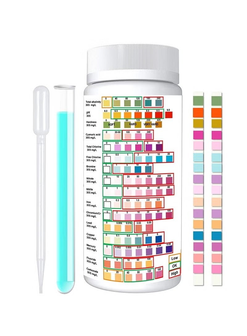 Multifunctional Water Testing Strips for Drinking Water- Hofun EPA Level Home Use, Water Test strips with Lead, Mercury, Iron, Copper, PH, Hardness, Chlorine for Water Quality Test  - Image 1