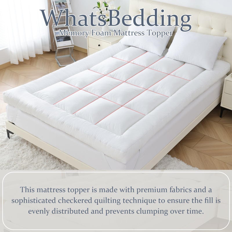WhatsBedding 5 inch Memory Foam Mattress Topper Twin Size for Back Pain, Soft Breathable Cover, Comfort Supportive Pillow Top Mattress Topper, 2000GSM Fluffy Shredded Memory Foam Filled - Image 4