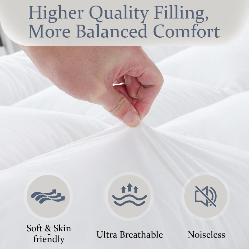 WhatsBedding 5 inch Memory Foam Mattress Topper Twin Size for Back Pain, Soft Breathable Cover, Comfort Supportive Pillow Top Mattress Topper, 2000GSM Fluffy Shredded Memory Foam Filled - Image 2