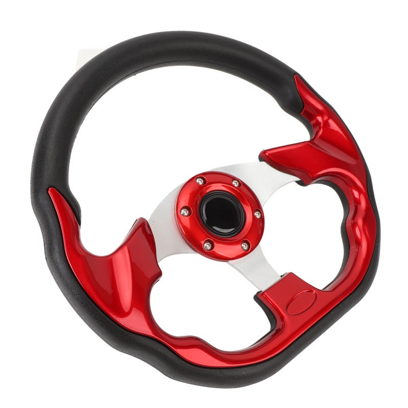 Racing Steering Wheel Red PU Material - Enhanced Grip Aluminum Frame Universal Steering Wheel for Standard Vehicles Racing Cars - Image 3