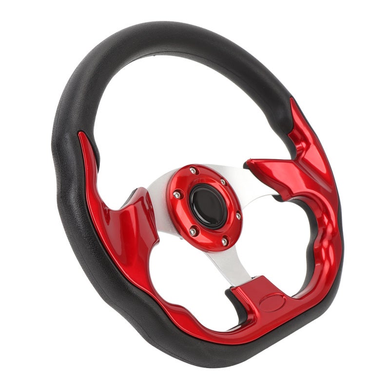 Racing Steering Wheel Red PU Material - Enhanced Grip Aluminum Frame Universal Steering Wheel for Standard Vehicles Racing Cars - Image 2